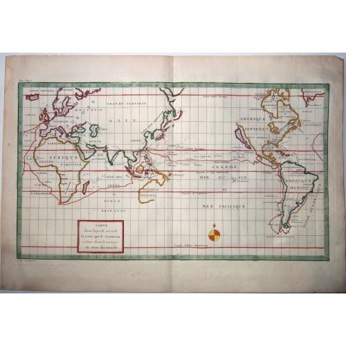 Old map image download for Voyage around World by Anson. -CARTE dans lequelleon voit la route que le Centurion a tenu. . .
