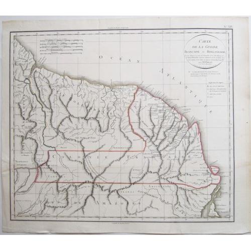 Old map image download for GUYANA, SURINAME, FRENCH GUIANA, - Guiane Francaise et Hollandaise. . .