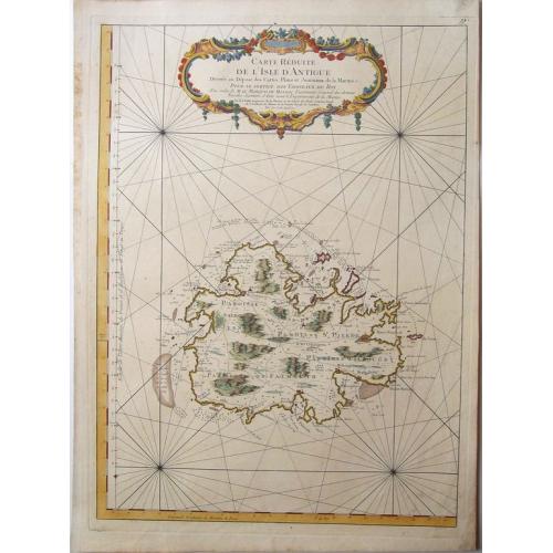 Old map image download for ANTIGUA, - Carte reduite de l'isle d'Antigue ; dressée au Dépost des cartes, plans et journaux de la marine : pour le service des vaisseaux du roy. . .