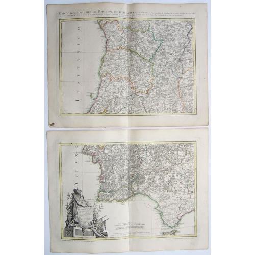 Old map image download for Portugal,- Mapa dos Reynos De.. e Algarve / Carte des Royaumes de Portugal et d'Algarve [2 sheet set]