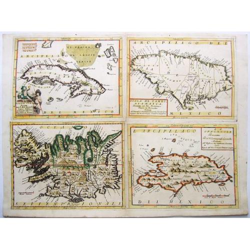 Old map image download for ISOLA CUBA - ISOLA IAMES io GIAMAICA - LA SPAGNUOLA - ISOLA D'ISLANDA.