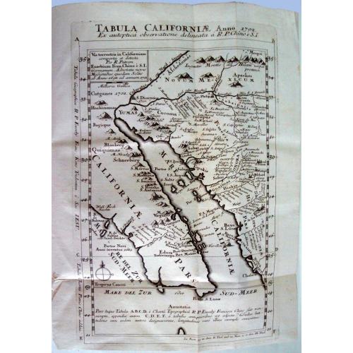 Old map image download for Tabula Californiae, Anno 1702 … Ex autoptica observatione delineata a R.P. Chino e S.I. [The Map of California in 1702 as Observed and Drawn by Father Chino, S. J.]