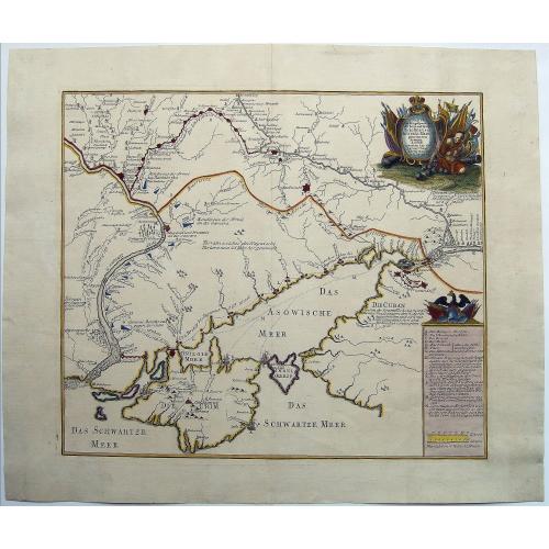 Old map image download for Russian Attack on South Ukraine, - Charte der Kriegsoperationen am Donn und Dnieper ... 1736
