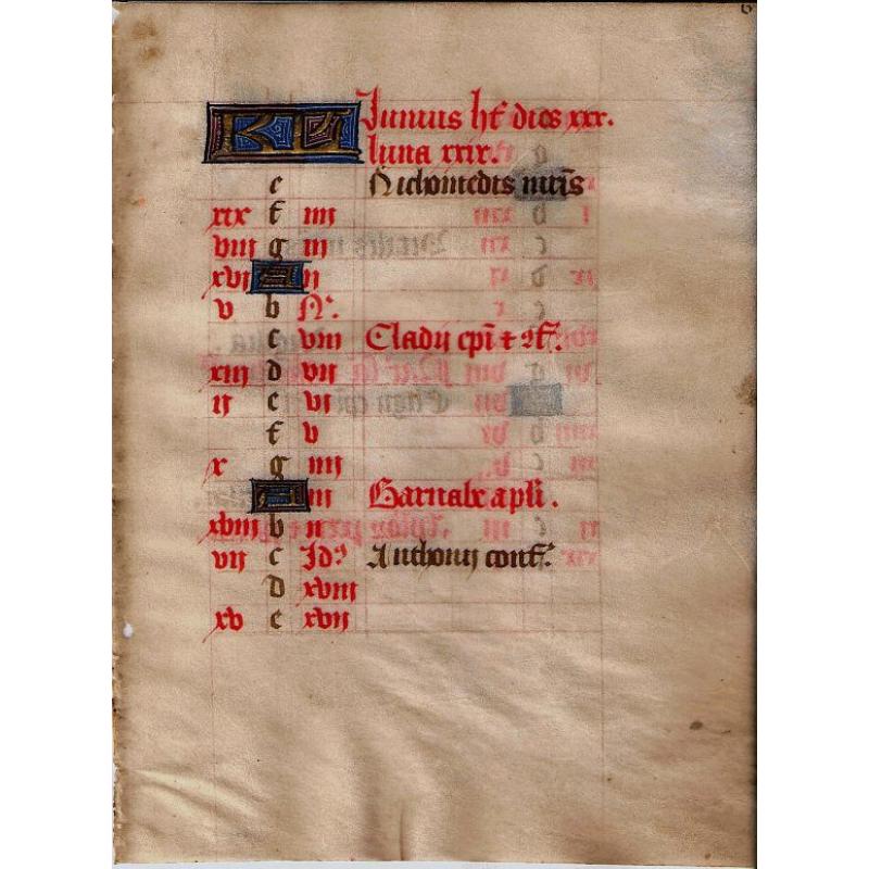 Calendar leaf for June 1475