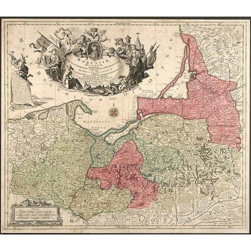 Old map image download for Borussiae Regnum complectens Circulos Sambiensem, Natangiensem et Hockerlandiae nec non Borussia Polonica Exhibens Palatinatus Culmiensem, Marienburgensem, Pomerelliae et Varmiae