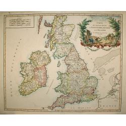 Carte des grandes routes d'Angleterre, d'Ecosse.. Irlande.