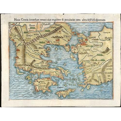 Old map image download for Noua Graecia secundum omnes eius regiones & prouincias citra ultra & Hellespontum