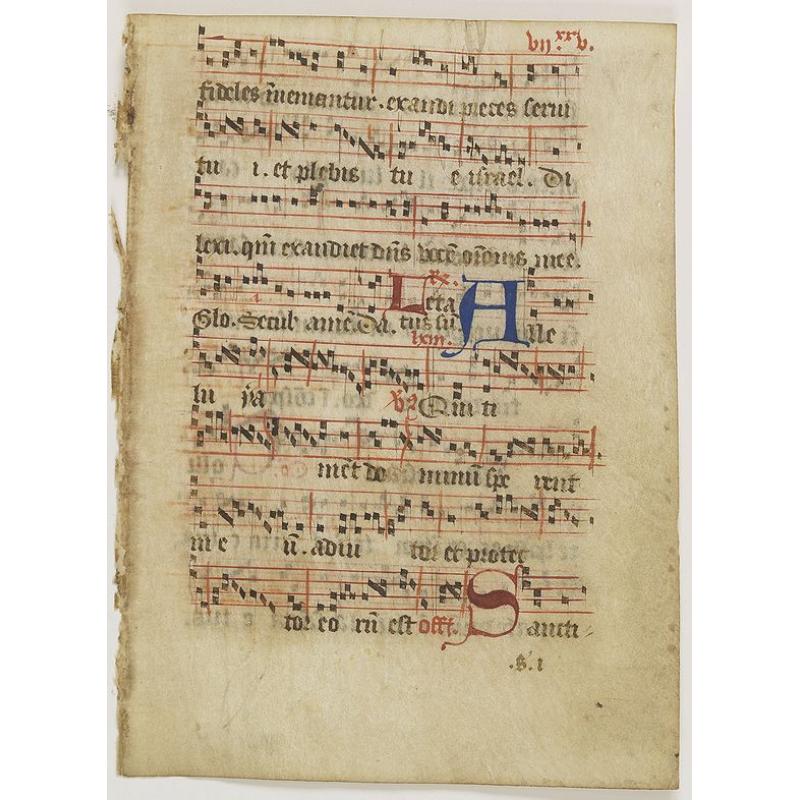 Manuscript leaf from a missal,on vellum, written in black ink.