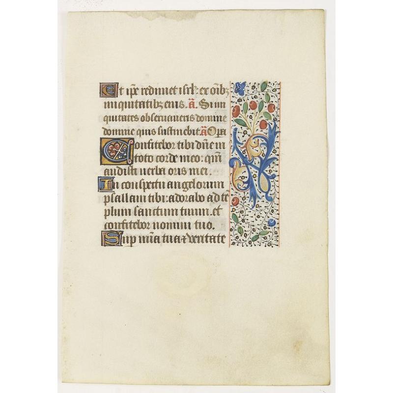 Manuscript leaf from a book of hours on vellum.