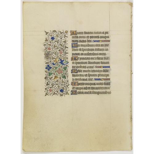 Old map image download for Manuscript leaf from a Parisian book of hours, on vellum.