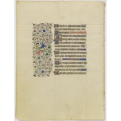 Old map image download for Manuscript leaf from a Parisian book of hours, on vellum.