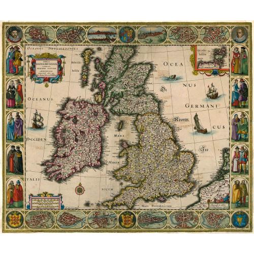 Old map image download for Tabula Magnae Britanniae continens Angliam Scotiam et Hiberniam.