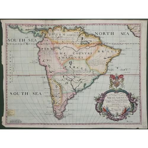 Old map image download for A New Map of South America Showing its General Divisions Chief Cities & Towns: Rivers, Mountains dedicated to his highness William Duke of Gloucester 