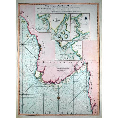 Old map image download for A Chart of the Coast of Pegu with the Adjacent Coast of Arakan and Tanasserim...