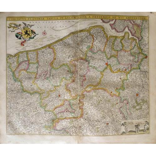 Old map image download for Comitatus Flandria Tabula, in Lucem Edita a Frederico de Wit ...