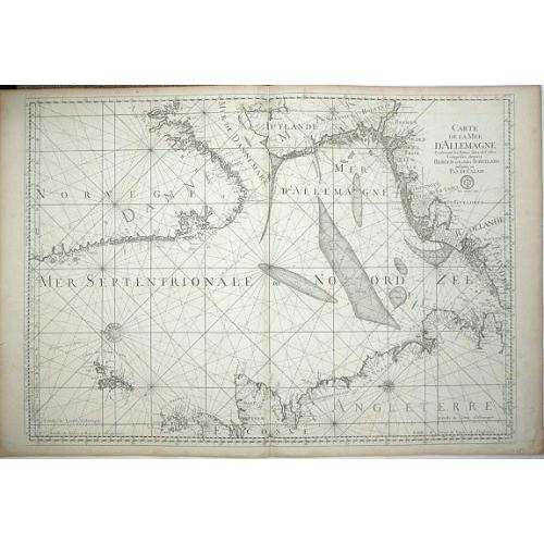 Old map image download for Carte de la Mer D\'Allemagne Contentant les Bancs Isles et Coftes Comprifes depuis Bergen et les Isles Schetland jufques au Pas de Calais.