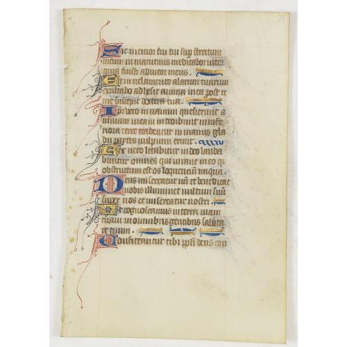 Old map image download for Manuscript leaf from a book od hours, written in Latin, in a neat gothic bookhand.