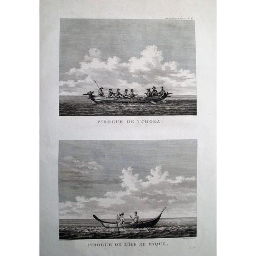 Old map image download for Pirogue de Tchoka. & Pirogue de l'Ile de Paque.