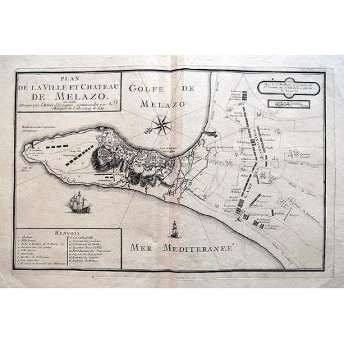 Old map image download for Plan de la Ville et Chateau de Melazo,...