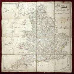 The Traveller's Companion or the Post roads of England and Wales: With the Distances in Measured Miles By the late John Rocque Chorographer to the King and it is laid on linen in sixteen sections.