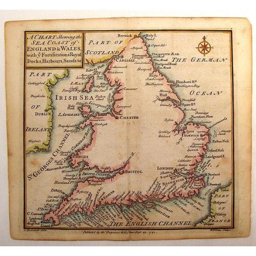 Old map image download for A Chart Shewing the Sea coast of England & Wales.