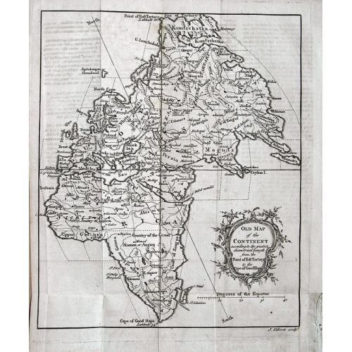 Old map image download for Old Map of the Continent according to the greatest diametrical Length from the Point of East Tartary to the Cape of Good Hope.