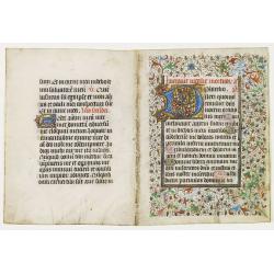 A large double-leaf from a French book of hours, on vellum.