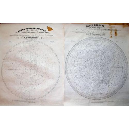 Old map image download for Pair of 2 maps: CARTE CELESTE... & CARTE CELESTE MUETTE. . .