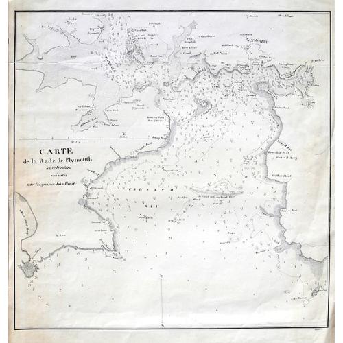 Old map image download for Carte de la rade de Plymouth avec le Môles excuté par l. ingénieur John Renie.