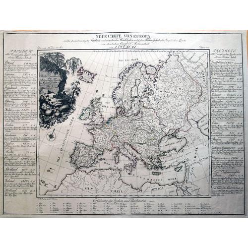 Old map image download for Neue Carte von Europa welche die merkwürdigsten Producte und vornehmsten Handelsplätze...