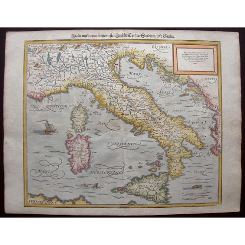 Old map image download for Italia Mit Den Dreyen Furnempften Inseln / Corsica / Sardinia / und Sicilia