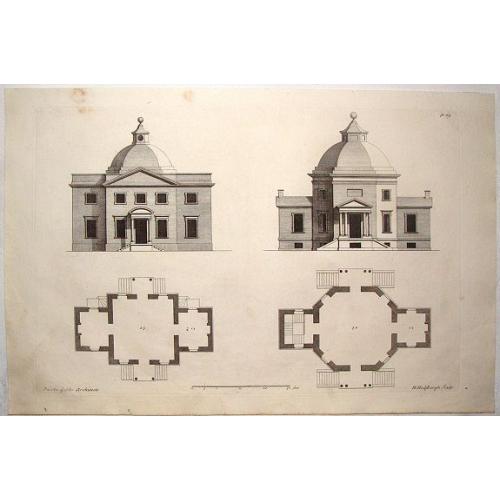 Old map image download for Front & Back of a Domed building by Gibbs.