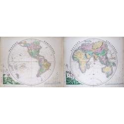 (Pair of 2 maps): Western Hemisphere & Eastern Hemisphere