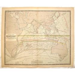 Physical Chart of the Indian Ocean Showing the Temperature of the Water.