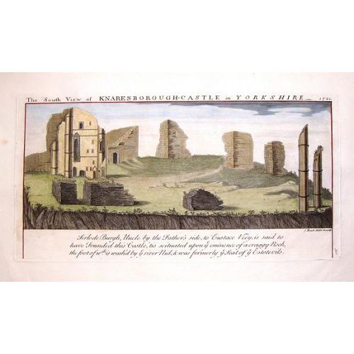 Old map image download for The South View of Knaresborough Castle in Yorkshire, 1721.