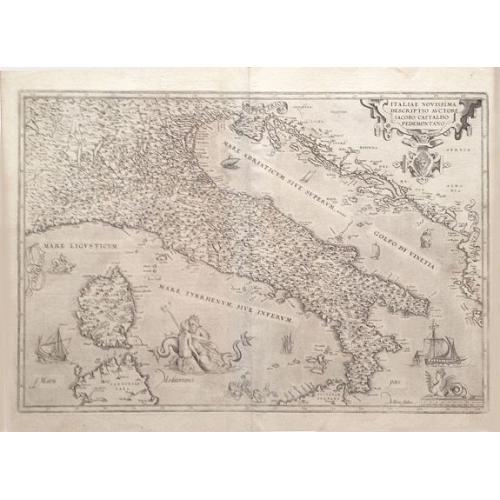 Old map image download for Italiae Novissima Descriptio, Auctore Iacopo Gastaldo Pedemontano.