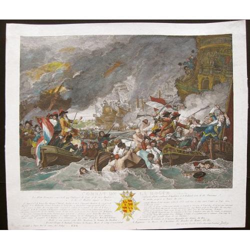 Old map image download for Combat de la Hogue (Sea battle between the Dutch, French, and English armies. )