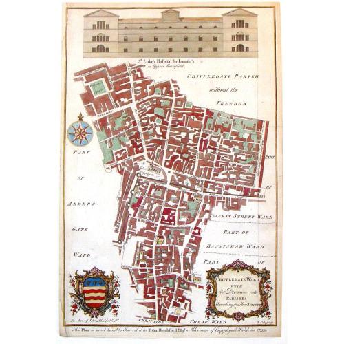 Old map image download for Cripplegate Ward with its Division into Parishes According to a New Survey.