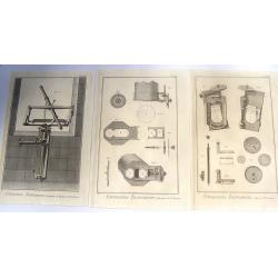 Three Copper Engravings by DIDEROT Featuring Asronomical Instruments (Heliometer & Micrometer)