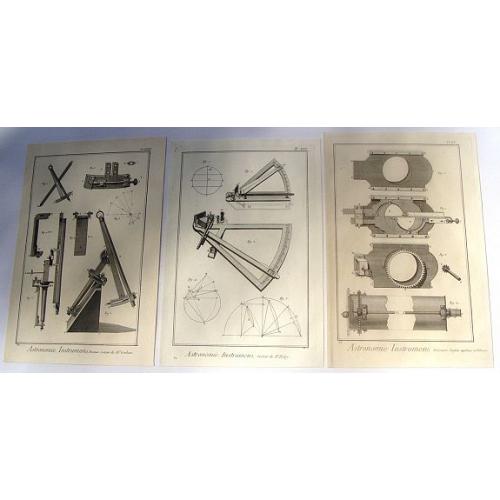 Old map image download for Three Copper Engraved Diderot Astronomical Instruments (Secteur & Heliometer).