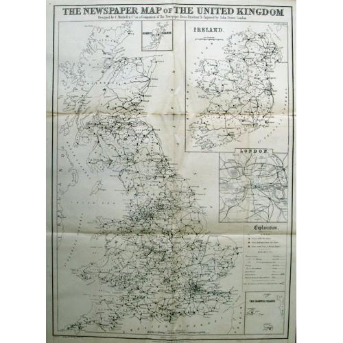 Old map image download for The Newspaper Map of the United Kingdom.