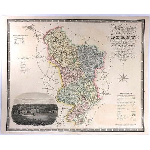 Old map image download for Map of the County of Derby, from an Actual Survey made in the Years 1824 & 1825. By C. & I. Greenwood.