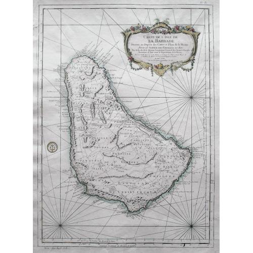 Old map image download for Carte de l'Isle de la Barbade dressee au Depost des Cartes et Plans de la Marine...