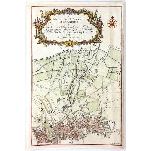 Old map image download for A New and Accurate Survey of the Parishes of St. Andrew's Holburn....