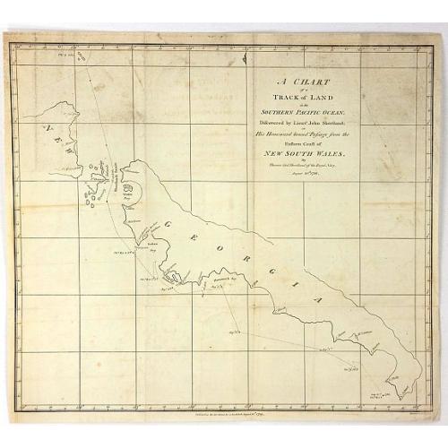 Old map image download for A chart of a track of land in the Southern Pacific Ocean Discovered by Lieut. John Shortland...