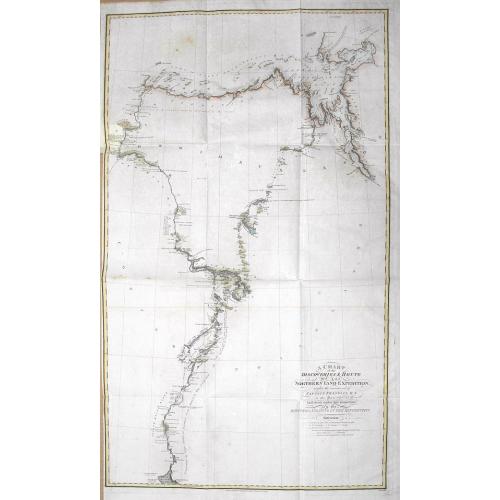 Old map image download for A Chart of the Discoveries & Route of the Northern Land Expedition under the command of Captain Franklin, R.N. in the Years 1820 & 21...