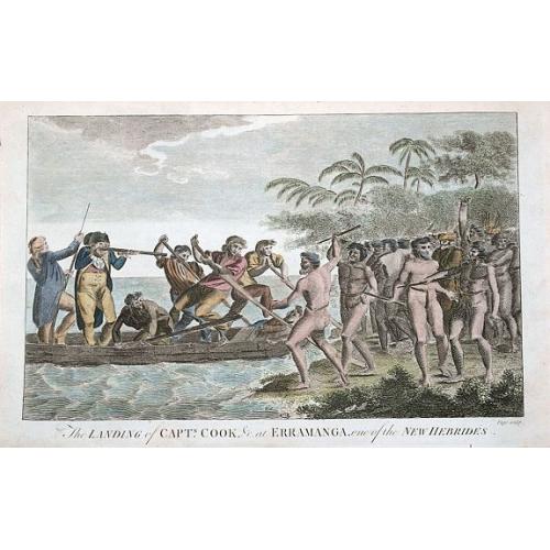 Old map image download for The landing of Captn. Cook, &c at Erramanga, one of the New Hebrides.