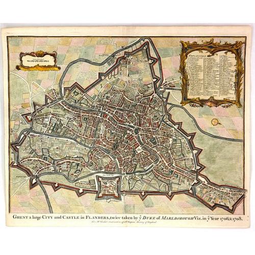 Old map image download for Ghent, a Large City and Castle in Flanders