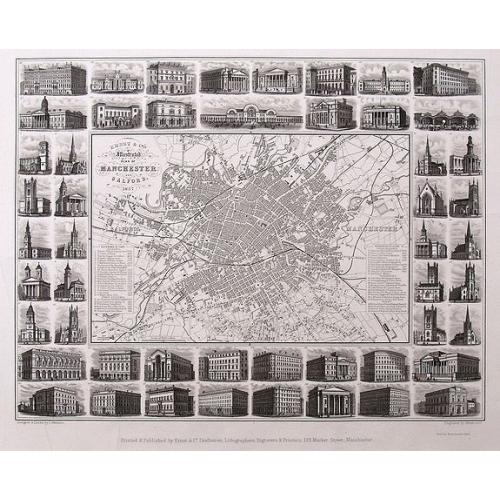 Old map image download for Illustrated Plan of Manchester and Salford.