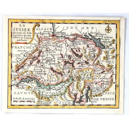 Old map image download for La Suisse Divisee en XIII Cantons en Ses Alliez et Sujets par Inselin